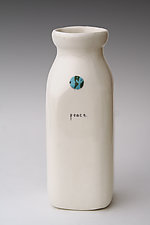 Peace Milk Bottle Vase by Beth Mueller (Ceramic Vase)