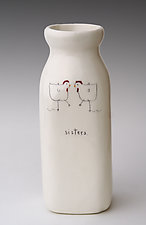 Sisters Milk Bottle Vase by Beth Mueller (Ceramic Vase)