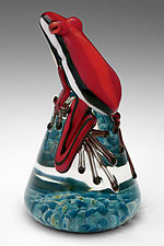 Red Racer Stripe Frog by Eric Bailey (Art Glass Paperweight)