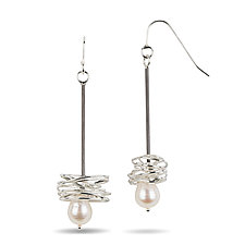 Pearl in a Nest Earrings by Randi Chervitz (Silver & Pearl Earrings)