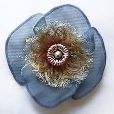 Poppy Pin with Fuzzy Center by Sarah Cavender (Metal Brooch)