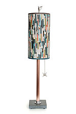 Papers Copper Table Lamp with Small Tube Shade by Janna Ugone (Mixed-Media Table Lamp)