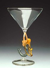 Mermaid Ascending (Blonde Martini) by Milon Townsend (Art Glass Drinkware)