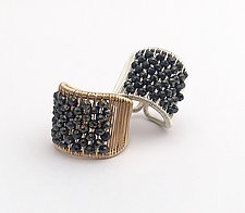 Black Spinel Plaited Tall Ring by Tana Acton (Silver & Stone Ring)