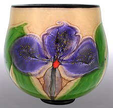 Violet Orchid Bowl by Mayauel Ward (Art Glass Bowl)