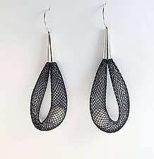 Pearls in Net Earrings by Dagmara Costello (Nylon & Pearl Earrings)