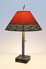 Mosaic Steel Table Lamp on Wood by Janna Ugone (Mixed-Media Table Lamp)