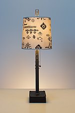 Blanket Sketch Steel Table Lamp on Wood by Janna Ugone (Mixed-Media Table Lamp)