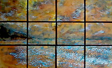 The Beach in 12 Panels by Cynthia Miller (Art Glass Wall Sculpture)