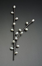 Branching Twig Brooch by Randi Chervitz (Silver & Pearl Brooch)