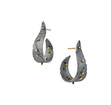 Bedrock Sprouts Hoop Earrings by Jenny Reeves (Gold & Silver Earrings)
