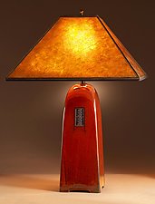 North Union Lamp in Russet Glaze with Mica Shade by Jim Webb (Ceramic Lamp)