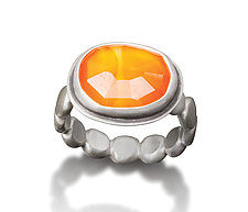 Rose Cut Carnelian Ring with Large Dot Band by Ananda Khalsa (Silver & Stone Ring)