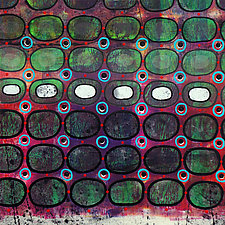 Bubbles and Cracks on Ice on Fences #5 by Jeanne Williamson Ostroff (Mixed-Media Painting)