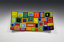 Rectangular Carnival Tray by Helen Rudy (Art Glass Tray)