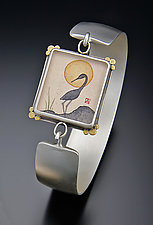 Crane Silhouette Cuff Bracelet by Ananda Khalsa (Silver Bracelet)
