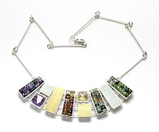 Multicolor Cage Necklace by Ashka Dymel (Gold, Silver & Stone Necklace)