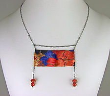 California Dream Panel Necklace with Carnelian Pendants by Julie Long Gallegos (Beaded Necklace)