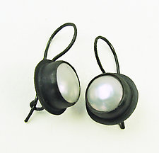 Basic Pearl Drops in Oxidized Silver by Julie Long Gallegos (Silver & Pearl Earrings)