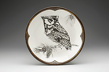 Small Round Platter: Screech Owl by Laura Zindel (Ceramic Platter)