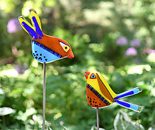 Napoleon and Josephine Garden Birds by Terry Gomien (Art Glass Sculpture)
