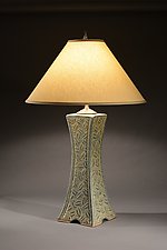 Grove Arcade Lamp with Leaf Carving by Jim and Shirl Parmentier (Ceramic Table Lamp)