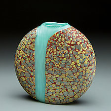 Cascade Vase with Opal Blue Interior by Thomas Spake (Art Glass Vase)