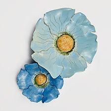 Blue Poppies for Sandra by Amy Meya (Ceramic Wall Sculpture)