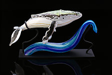 Whale and Wave by Benjamin Silver (Art Glass Sculpture)