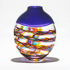 Optic Rib Helix Banded Flat by Michael Trimpol and Monique LaJeunesse (Art Glass Vase)