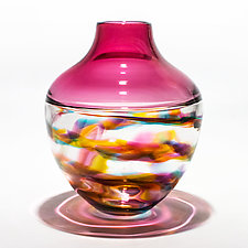 Optic Rib Helix Banded Urn by Michael Trimpol and Monique LaJeunesse (Art Glass Vessel)