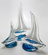 Sailboat Fleet by Anchor Bend Glassworks (Art Glass Sculpture)