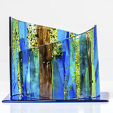 Blue Arc by Varda Avnisan (Art Glass Sculpture)