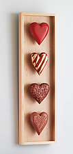 Four Vertical Hearts by Amy Arnold and Kelsey Sauber Olds (Wood Wall Sculpture)