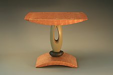 Green Teardrop End Table by Derek Secor Davis (Wood Side Table)