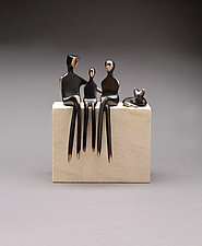 Family of Three with Pet by Yenny Cocq (Metal Sculpture)