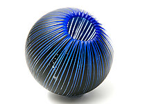 Striated Cobalt Particle by Joshua Solomon (Art Glass Sculpture)