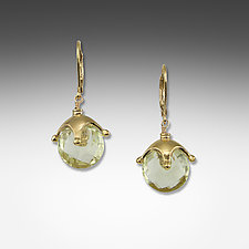 Lemon Quartz Large Jester Cap Earrings by Suzanne Q Evon (Silver & Stone Earrings)