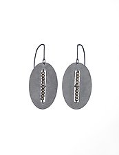 Carved Oval Segment Earrings by Heather Guidero (Silver & Stone Earrings)