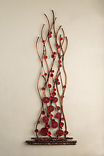 Flowing Poppies by Hannie Goldgewicht (Mixed-Media Wall Sculpture)
