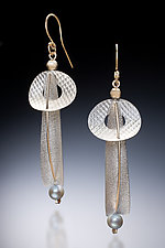 Saturn Ships by Carolyn Zakarija (Gold, Silver & Pearl Earrings)