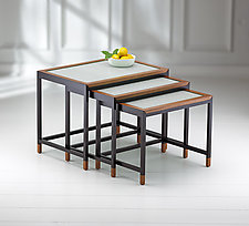 Mystic Nesting Tables with Glass Inserts by Ken Reinhard (Wood & Glass Nesting Tables)