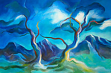 Blue Trees, Night II by Linda Jacobson (Acrylic Painting)