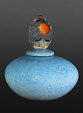 Jellyfish Lidded Sapphire Vessel by Richard Satava (Art Glass Vessel)