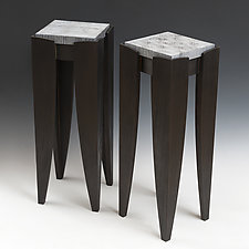Beyond Burnt Pedestal by Douglas W. Jones and Kim Kulow-Jones (Wood Side Table)