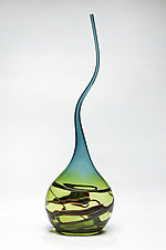 Goccia in Lime and Steel Blue by Victor Chiarizia (Art Glass Sculpture)