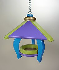 Pavilion Feeder with Blue Legs by A. Andrew Chulyk (Wood Bird Feeder)
