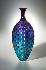 Blue Teal Bottle by Joel Hunnicutt (Wood Sculpture)