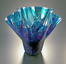 Luster Shell Bowl: Cobalt by Jonathan Winfisky (Art Glass Vessel)