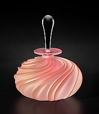Gold Aurora Mini Swirl Carved Perfume Bottle by Mary Angus (Art Glass Perfume Bottle)